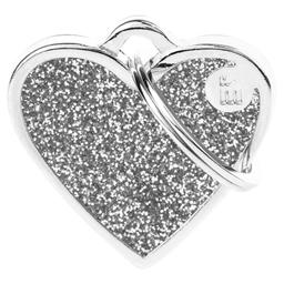 My Family Little Dog Sign Shine Grey Heart with Mica